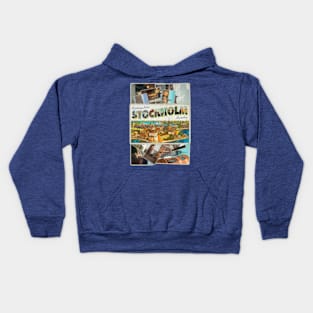 Greetings from Stockholm in Sweden Vintage style retro souvenir apparel mugs notebooks Kids Hoodie